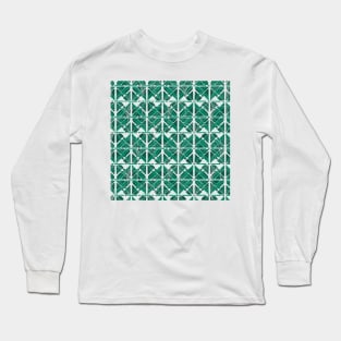 Abstract Tropical Tiles in Green Long Sleeve T-Shirt